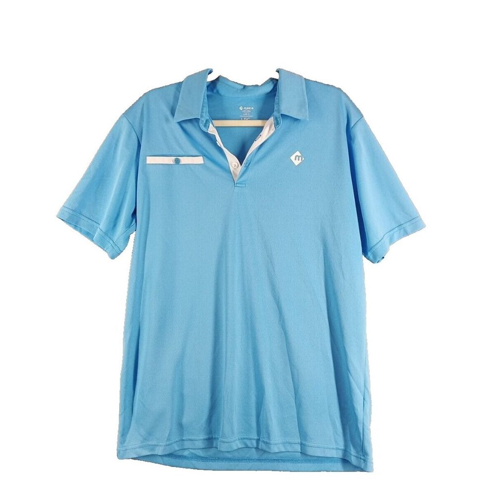 MOXIE Men Golf Polo Shirt Size LARGE Pullover Blue Knit Casual Sports